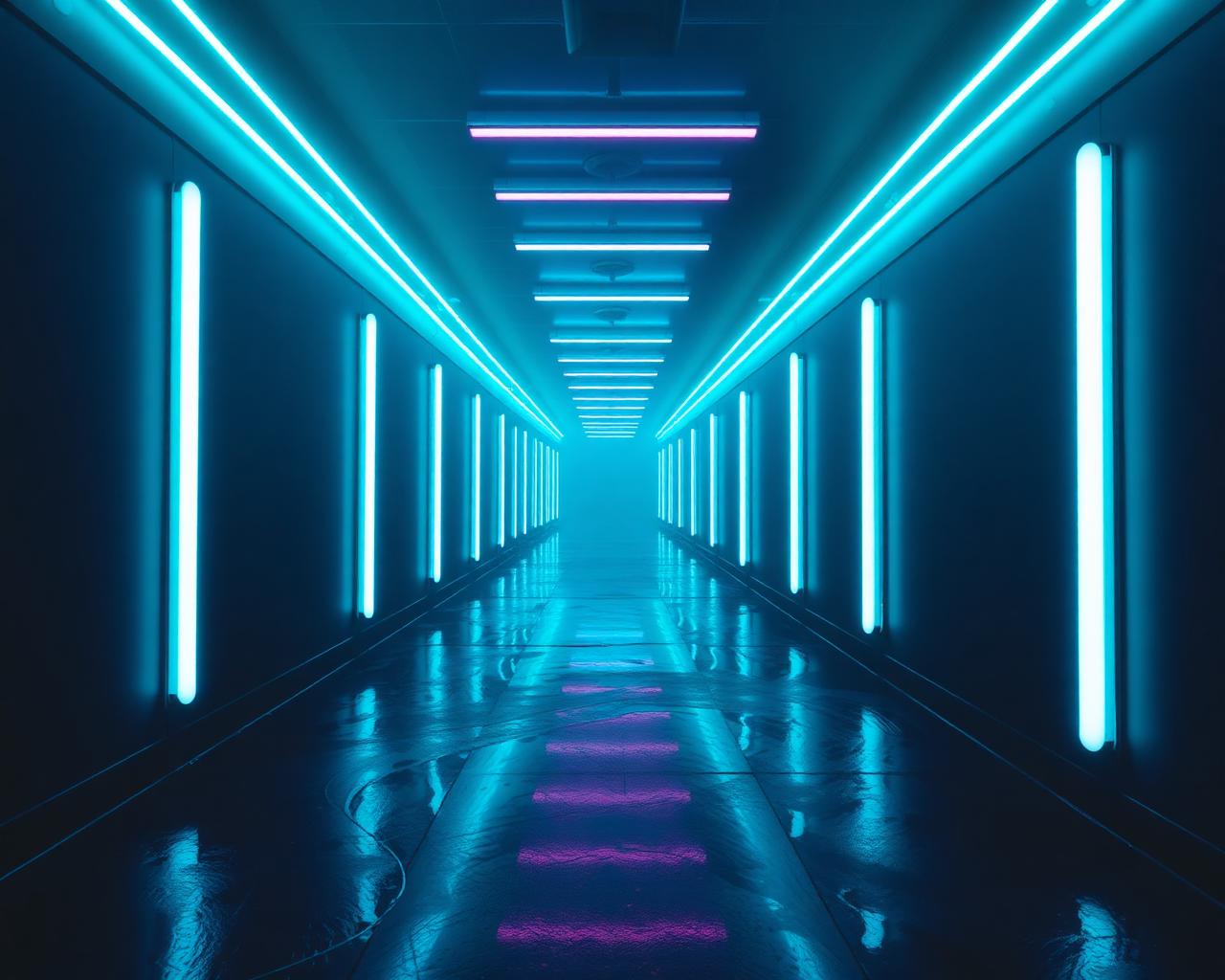 Neon ışıklı kulüp koridoru